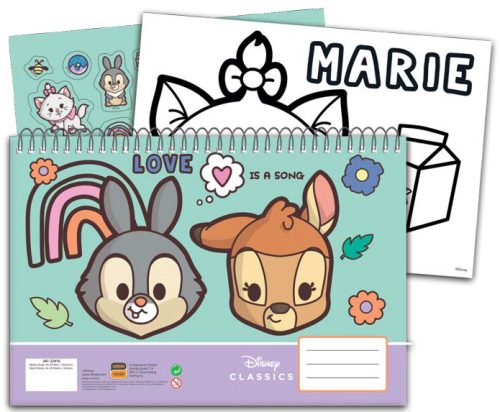 Disney Classic Love Carnet de schițe clasic A/4 spiral cu 40 foi și abțibilduri