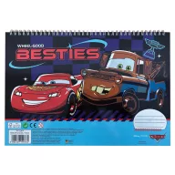   Disney Mașini Roaring Caiet de schițe spirală A4, 40 file cu autocolante