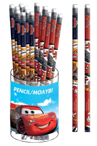 Disney Mașini Vroom Creion HB din grafit cu vârf cu radiere