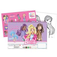   Barbie Paints Caiet schițe A/4 cu spirală, 40 pagini și autocolante