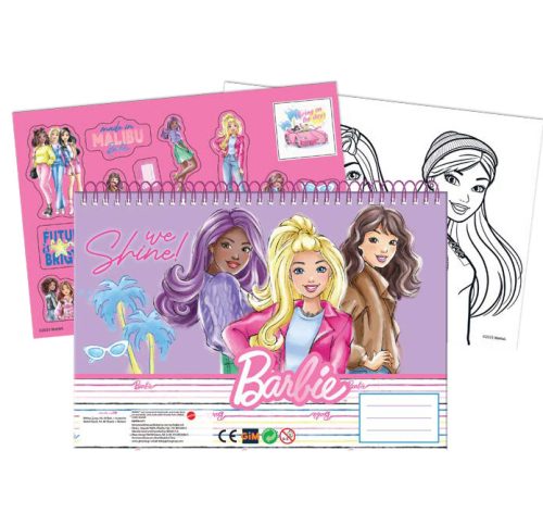 Barbie Paints Caiet schițe A/4 cu spirală, 40 pagini și autocolante