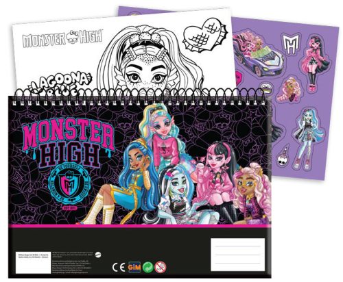 Monster High Crew Caiet de schițe spiralat A/4 cu 40 de pagini și autocolante