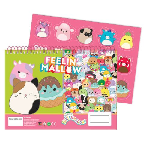Squishmallows Feelin' Carnet de schițe A/4 cu spirală, 40 pagini, cu autocolant