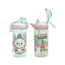 Disney Marie Little Lady sticlă din plastic cu paie și agățătoare 450 ml