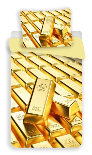 Colorat Gold Set de așternuturi Bară de Aur 140×200cm, 70x90 cm Microfibră