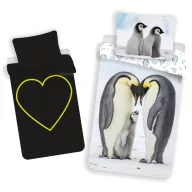   Animale Set lenjerie de pat cu pinguin care luminează în întuneric 140x200cm, 70x90 cm