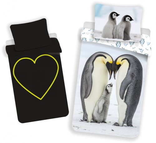 Animale Set lenjerie de pat cu pinguin care luminează în întuneric 140x200cm, 70x90 cm