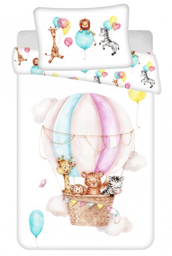 Animals Flying Balloon, Animale Lenjerie de pat pentru copii 100×135cm, 40×60 cm
