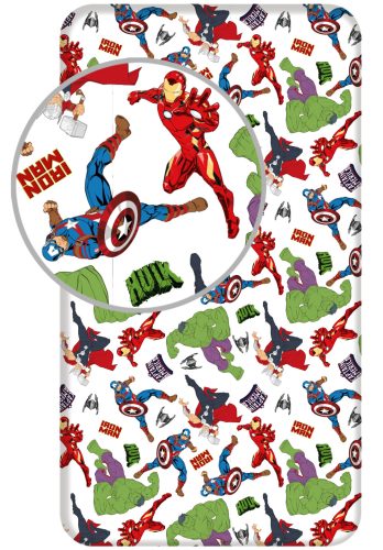 Avengers White cearșaf cu elastic 90x200 cm