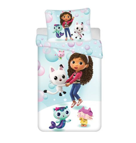 Gabby's Dollhouse Bubbles Set lenjerie de pat 140×200 cm, 65×65 cm microfibră