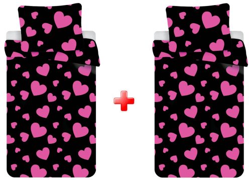 Iubire Pink Hearts double Lenjerie de pat 140×200cm, 70x90 cm