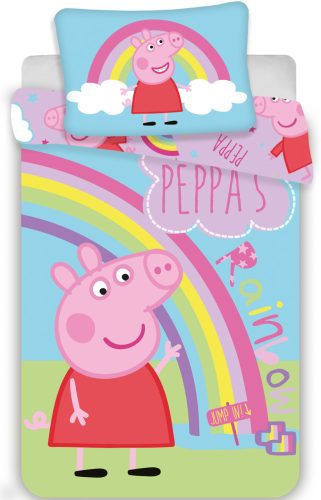 Purcelușa Peppa Rainbow Set de lenjerie pentru copii 100×135cm, 40×60 cm