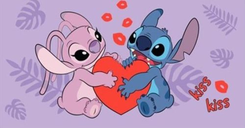 Disney Lilo și Stitch Kiss Prosop de baie roz, Prosop de plajă 70x140cm