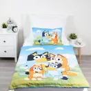 Bluey Happy Family set de lenjerie de pat pentru copii, 100×135cm, 40×60 cm