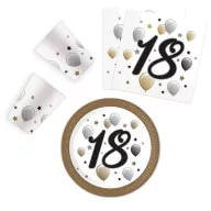   La mulți ani Milestone Set de petrecere La mulți ani 18 cu 36 de bucăți și farfurie de 23 cm