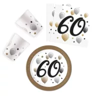   La mulți ani Milestone Set de petrecere Happy Birthday 60 cu 36 de piese și farfurii de 23 cm