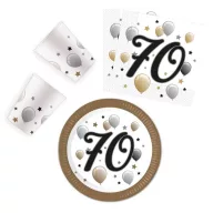   La mulți ani Milestone Set de petrecere 70 Happy Birthday cu 36 piese și farfurii de 23 cm