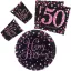 La mulți ani Pink Set de petrecere Happy Birthday 50 cu 32 de piese și farfurie de 23 cm