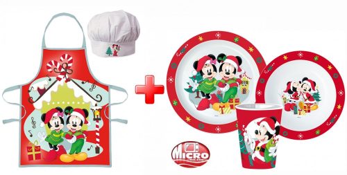 Disney Minnie and Mickey Crăciun șorț și plastic set veselă set