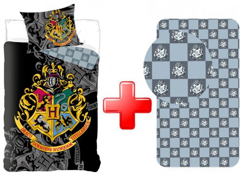 Harry Potter Houses set de lenjerie de pat cu cearșaf elastic
