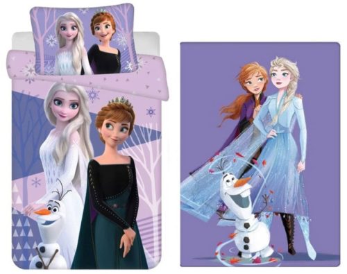 Disney Regatul de gheață Set de lenjerie de pat și pătură polară pentru copii mov