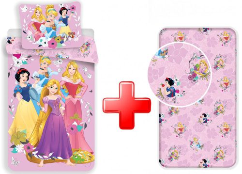 Prințesele Disney Royal  Lenjerie de pat și cearșaf cu elastic set