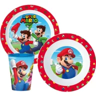   Super Mario Mushroom Kingdom set de masă, set micro plastic, cu pahar 260 ml