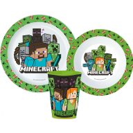   Minecraft Creeper set de masă, set micro plastic, cu pahar 260 ml