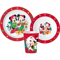   Disney Minnie and Mickey Set de cină de Crăciun, set micro plastic, cu cană 260 ml