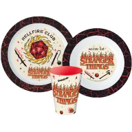   Stranger Things Upside Down set de masă, set plastic pentru microunde, pahar 260 ml