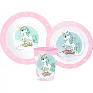   Unicorn Range set de mese, set de plastic micro, cu pahar de 260 ml