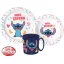 Disney Lilo și Stitch Palms Set veselă Disney Lilo & Stitch, set micro din plastic cu cană de 350 ml