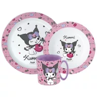   Hello Kitty Kuromi set de masă, set microplastic cu cană 390 ml