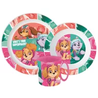   Patrula Cățelușilor Superpowers set de masă, set din microplastic cu cană 390 ml