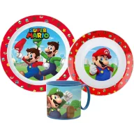   Super Mario Mushroom Kingdom set de masă, set de plastic micro cu cană 265 ml