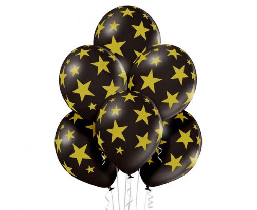 black Star, Star balon, balon set de 6 30 cm (12 inch)