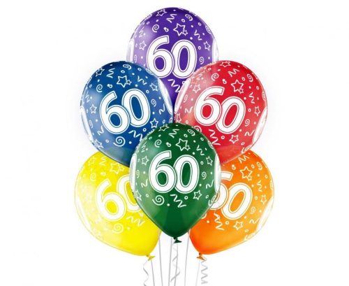 Colorful Happy Birthday 60 balon, balon 6 bucăți 12 inch (30cm)