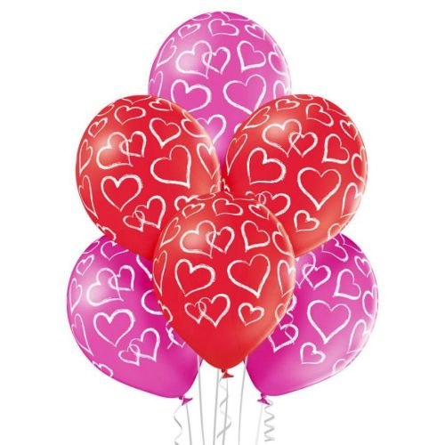Hearts, Inimă balon, balon 6 bucăți 12 inch (30 cm)