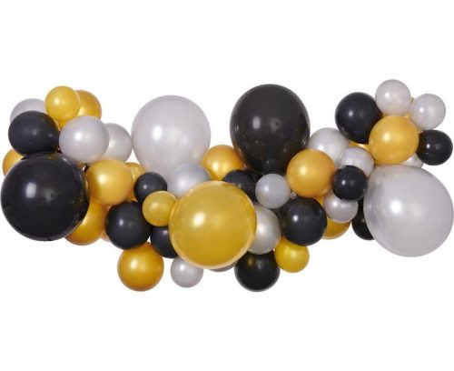 Colorat Silver-Gold-Black balon, balon ghirlandă set de 65 de bucăți