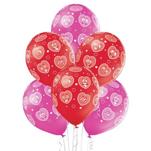 Heart Smileys, Inimă balon, balon 6 bucăți 12 inch (30 cm)