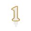 Numere Gold Lumânare Cifra 1 aurie cu sclipici, lumânare de tort