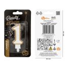 Numere Gold Lumânare Cifra 1 aurie cu sclipici, lumânare de tort