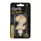 Numere Gold Lumânare Tort Cifra 2 cu Sclipici Auriu