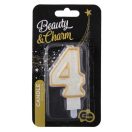 Numere Gold Lumânare Aurie cu Sclipici 4, Lumânare pentru Tort