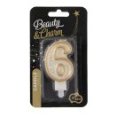 Numere Gold Lumânare aurie cu sclipici cifra 6, lumânare pentru tort