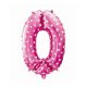 pink cu Hearts, roz Balon folie cifra 0 61 cm