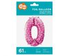 pink cu Hearts, roz Balon folie cifra 0 61 cm