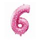 Pink cu Hearts, Roz Balon folie cifra 6 61 cm