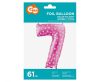 Pink cu Hearts, roz Balon folie cifra 7 61 cm