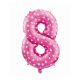Numere Pink with Hearts Balon folie roz cu numărul 8, 61 cm